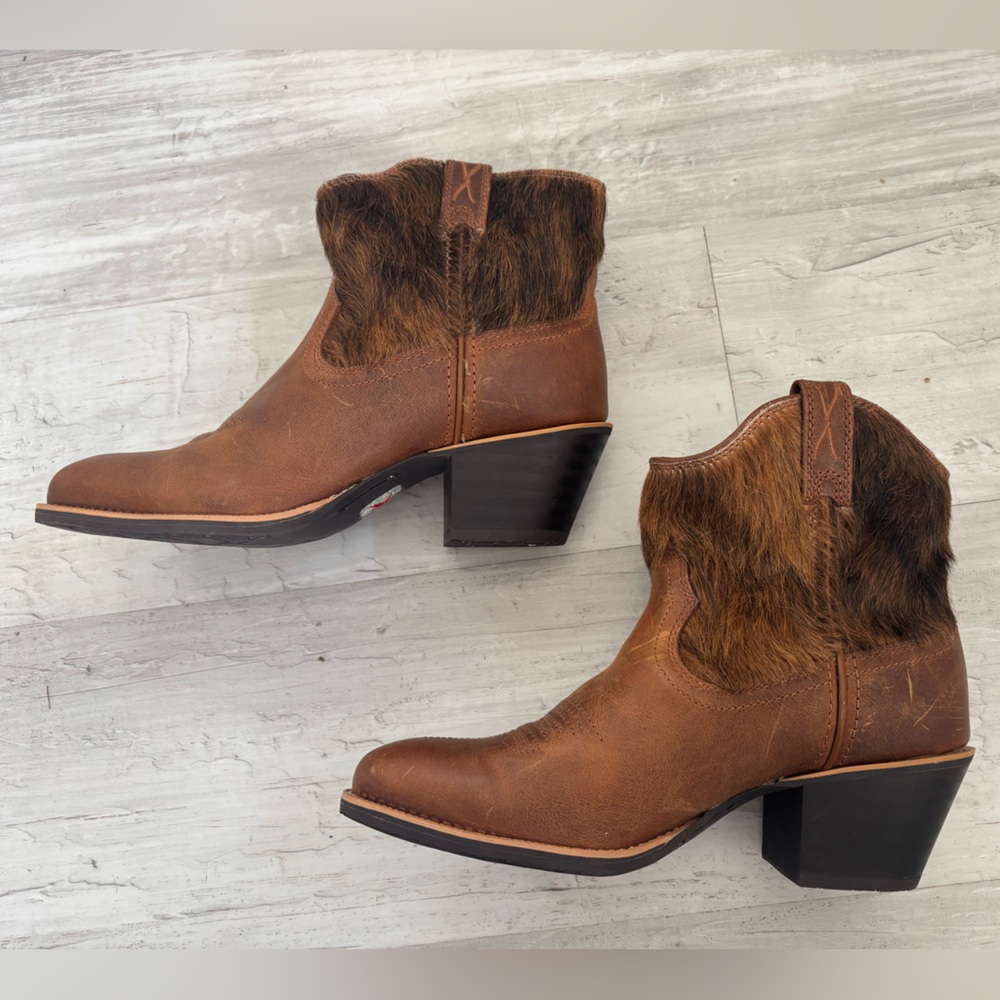 Twisted X Brown Western Leather Hair On Boots Women’s Size 9 1/2